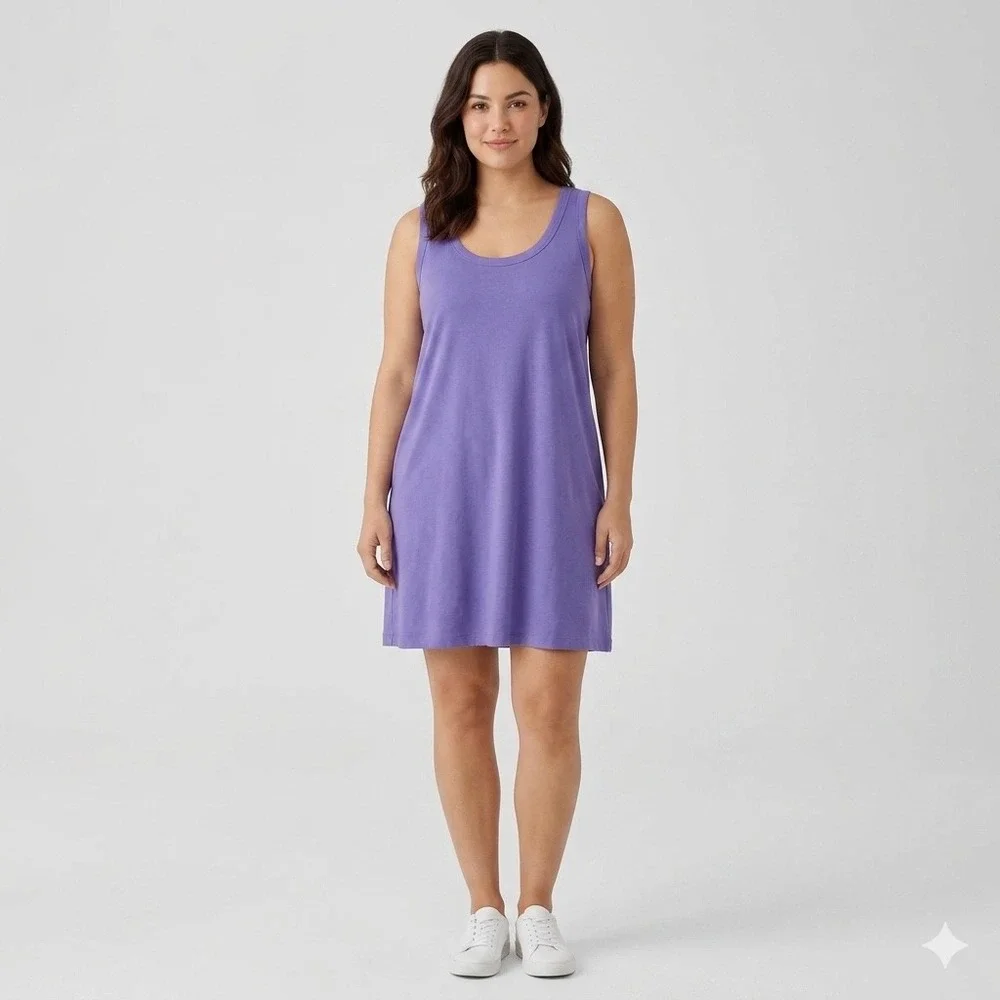 Lululemon Classic-Fit Cotton-Blend Scoop Tank Dress Charged Indigo Purple Sz 10 - Picture 1 of 6